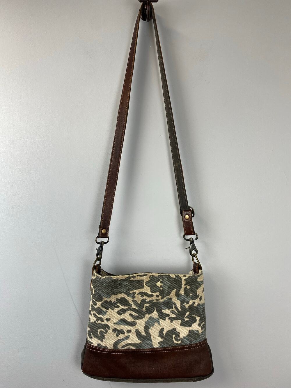 Myra Bag Camo Canvas & Leather Crossbody Bag Purse